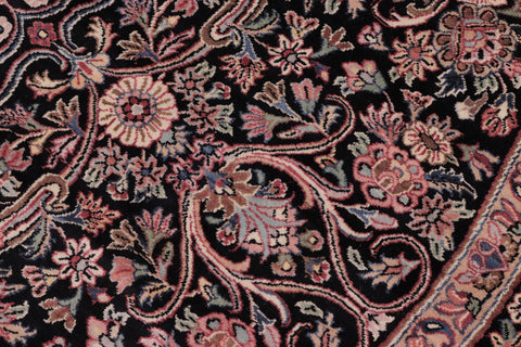 handmade Traditional Kashan Black Pink Hand Knotted ROUND 100% WOOL area rug 8' x 8'