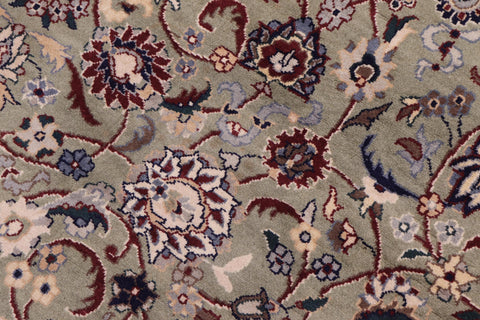 handmade Traditional Abasi Afsha Green Beige Hand Knotted ROUND 100% WOOL area rug 6' x 6'