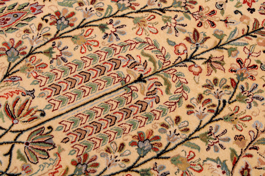 handmade Transitional  Ivory Green Hand Knotted RECTANGLE 100% WOOL area rug 9x14