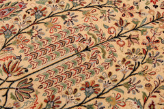 Antique Bebe Ivory/Green Wool Rug - 9'4'' x 13'6''