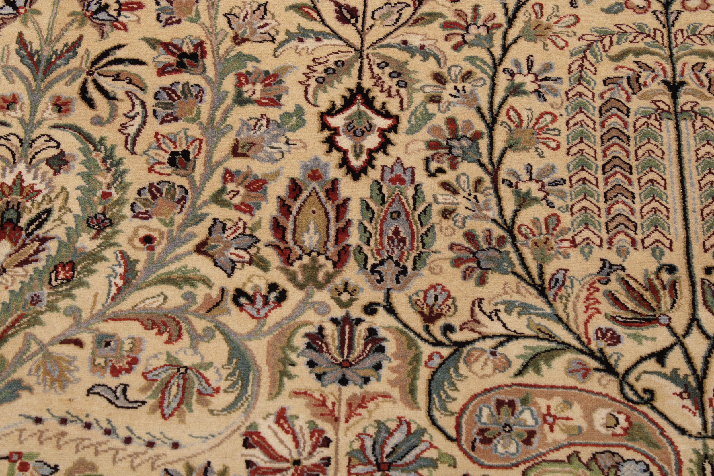 handmade Transitional  Ivory Green Hand Knotted RECTANGLE 100% WOOL area rug 9x14