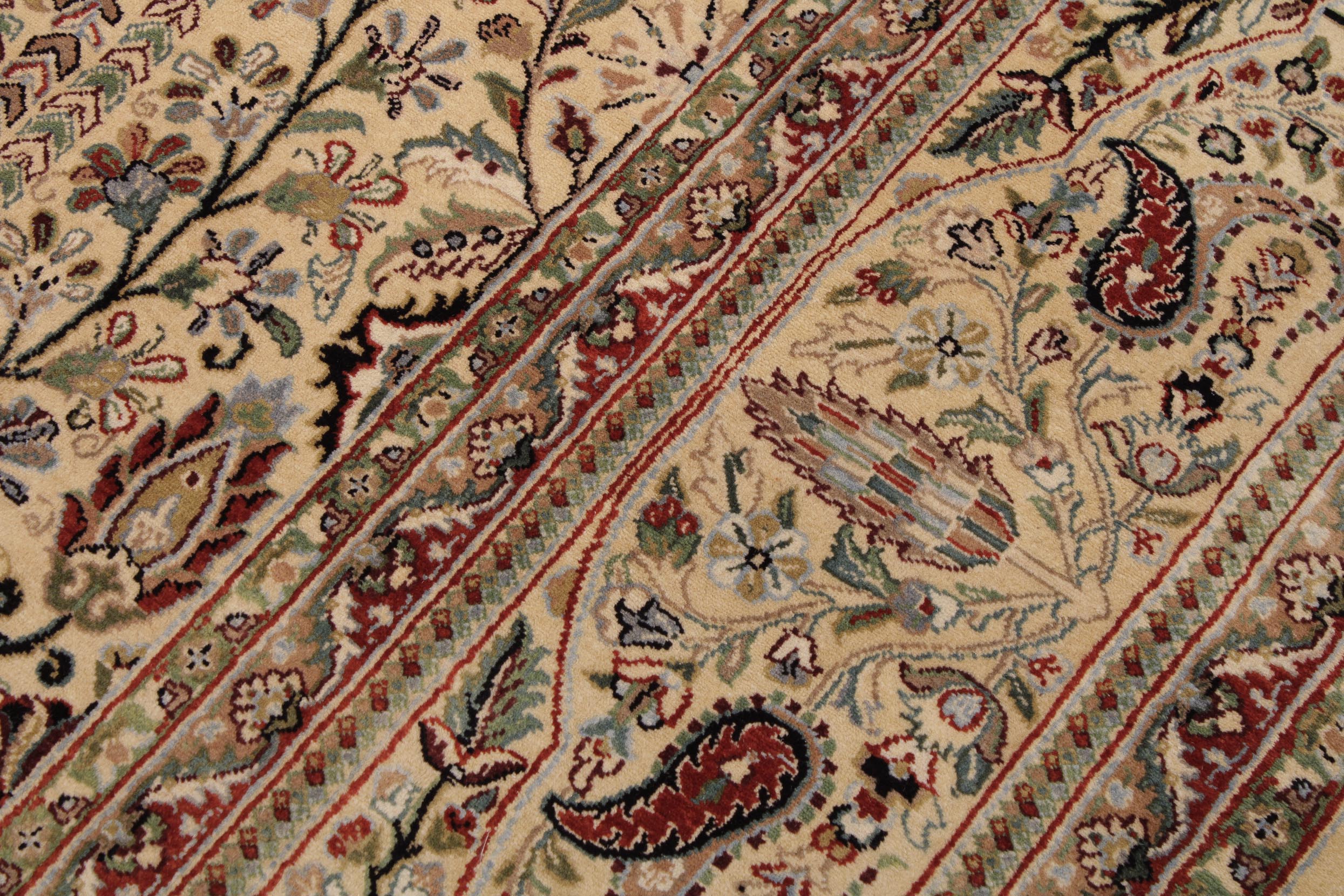 handmade Transitional  Ivory Green Hand Knotted RECTANGLE 100% WOOL area rug 9x14