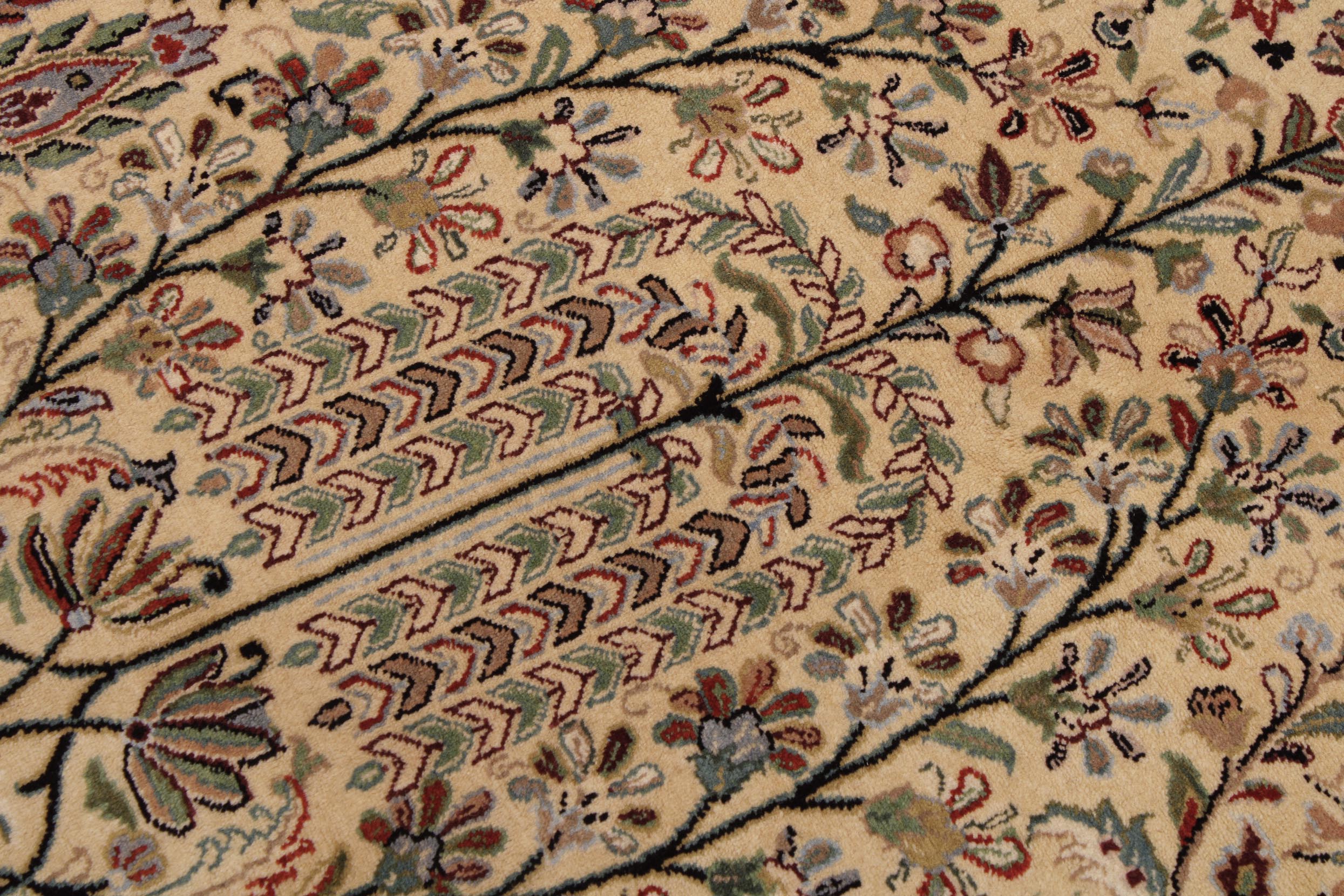 handmade Transitional  Ivory Green Hand Knotted RECTANGLE 100% WOOL area rug 9x14