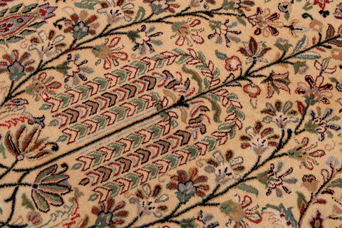 handmade Transitional  Ivory Green Hand Knotted RECTANGLE 100% WOOL area rug 9x14