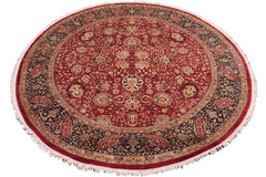 handmade Traditional Round Kashan Red Blue Hand Knotted ROUND 100% WOOL area rug 8' x 8'