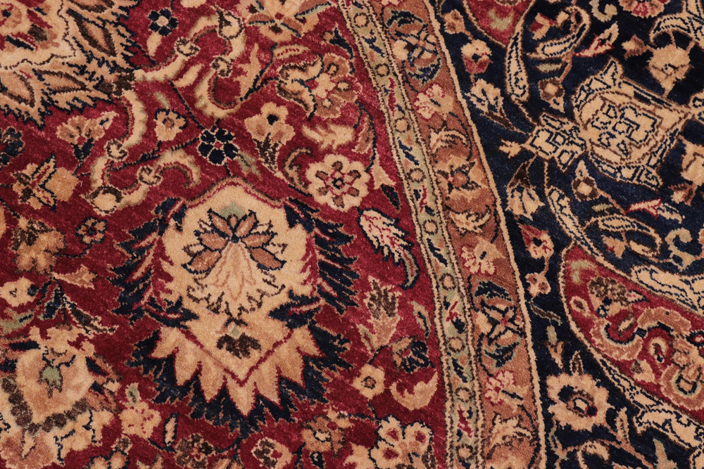 handmade Traditional Round Kashan Red Blue Hand Knotted ROUND 100% WOOL area rug 8' x 8'