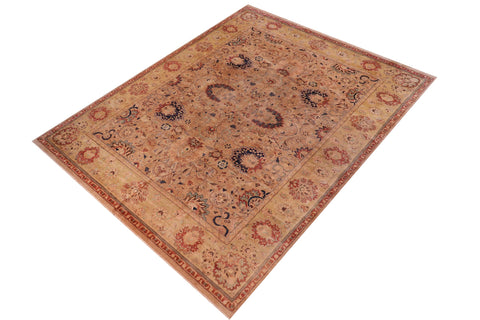 handmade Transitional Agra Tan Lt. Tan Hand Knotted RECTANGLE 100% WOOL area rug 12x16