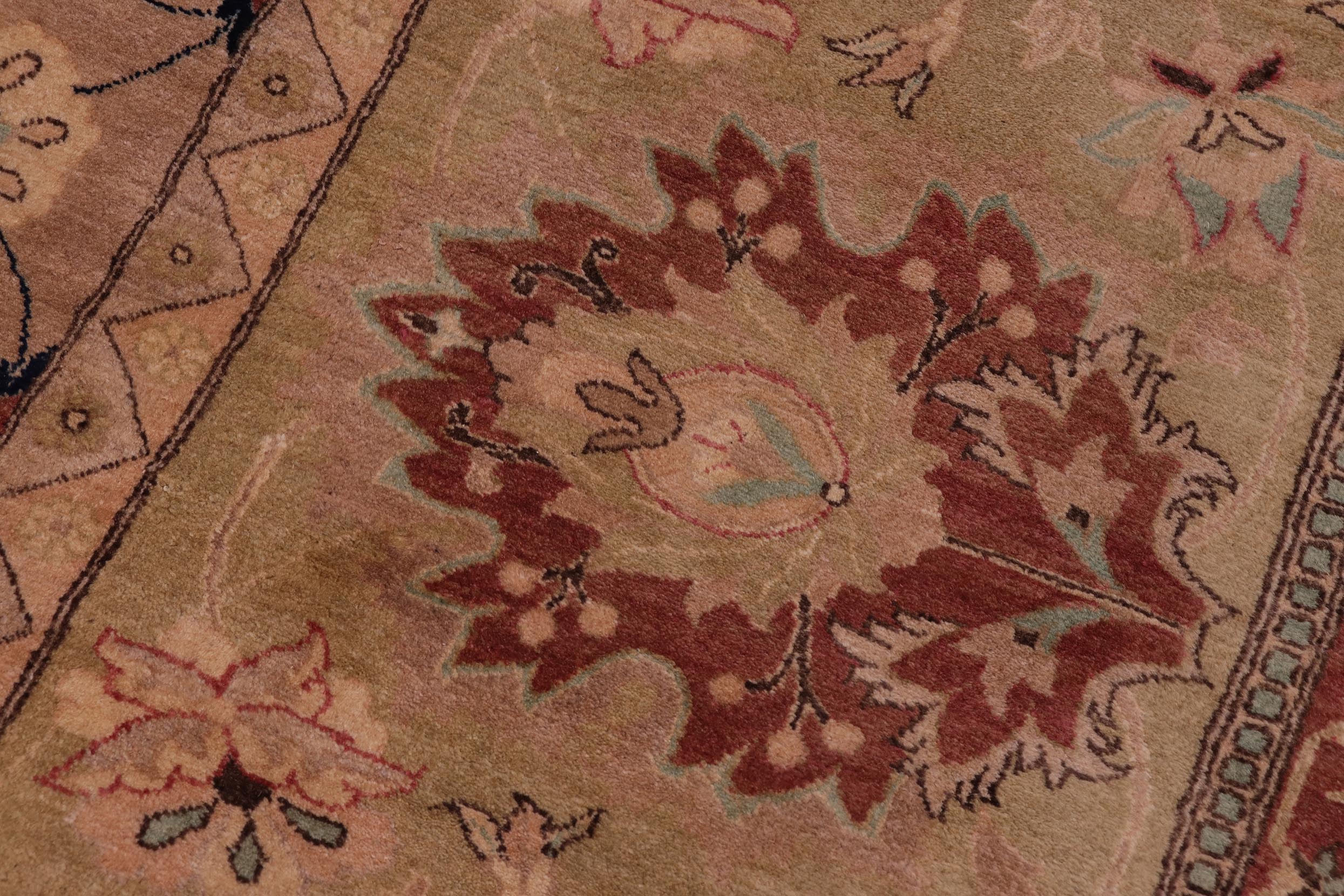 handmade Transitional Agra Tan Lt. Tan Hand Knotted RECTANGLE 100% WOOL area rug 12x16