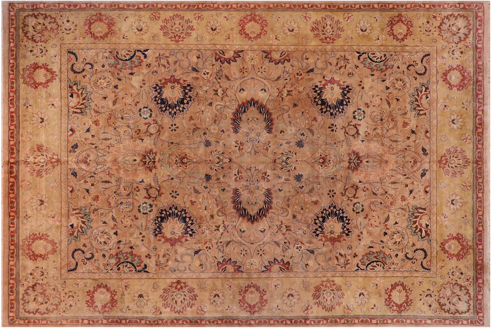handmade Transitional Agra Tan Lt. Tan Hand Knotted RECTANGLE 100% WOOL area rug 12x16