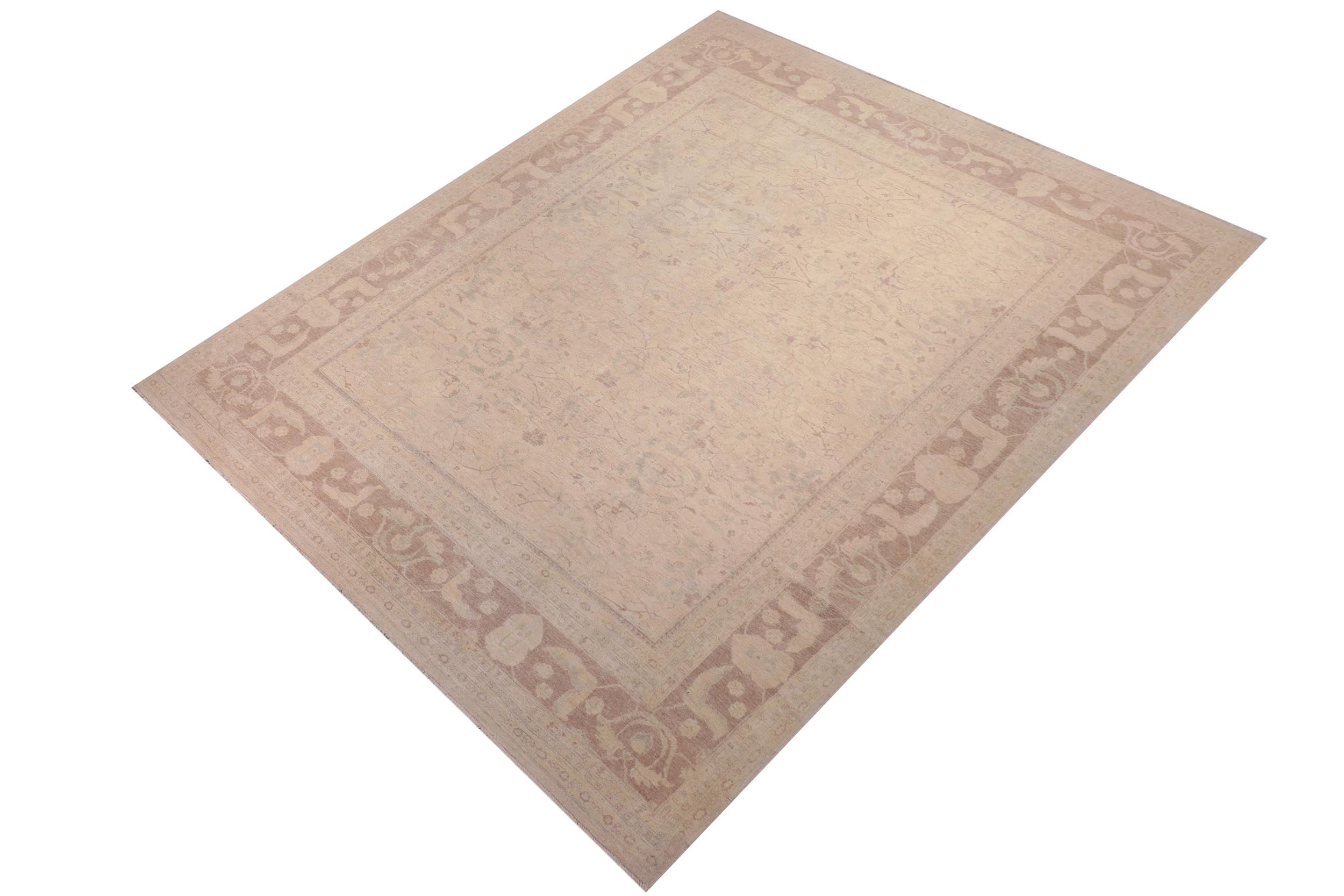 handmade Transitional Kafkaz Ivory Lt. Brown Hand Knotted RECTANGLE 100% WOOL area rug 12' x 15'