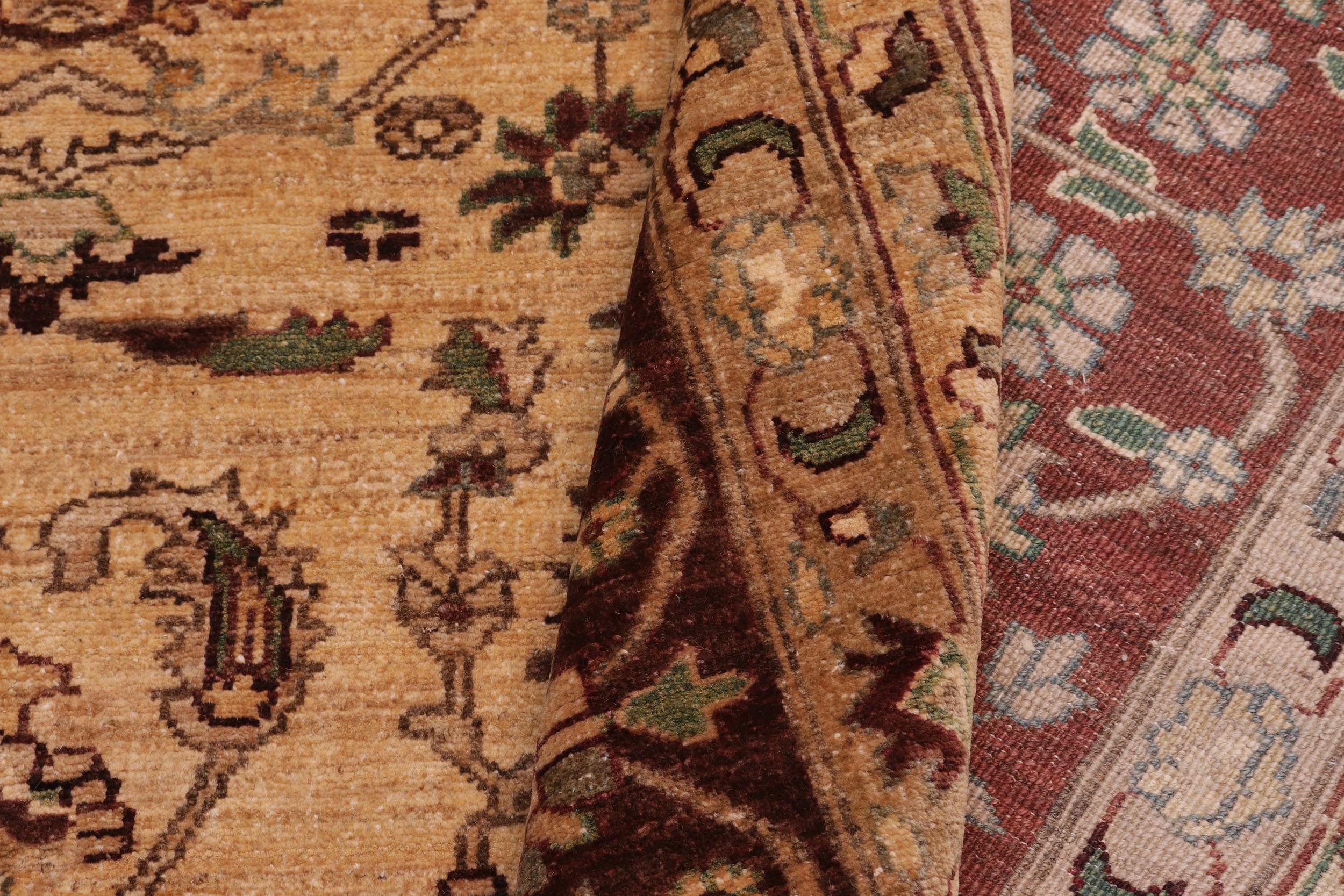 handmade Transitional Kafkaz Lt. Gold Brown Hand Knotted RECTANGLE 100% WOOL area rug 10' x 16'
