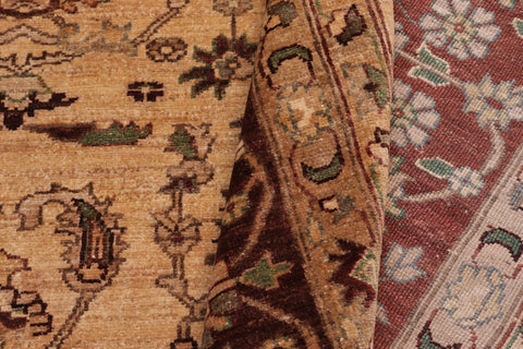 handmade Transitional Kafkaz Lt. Gold Brown Hand Knotted RECTANGLE 100% WOOL area rug 10' x 16'