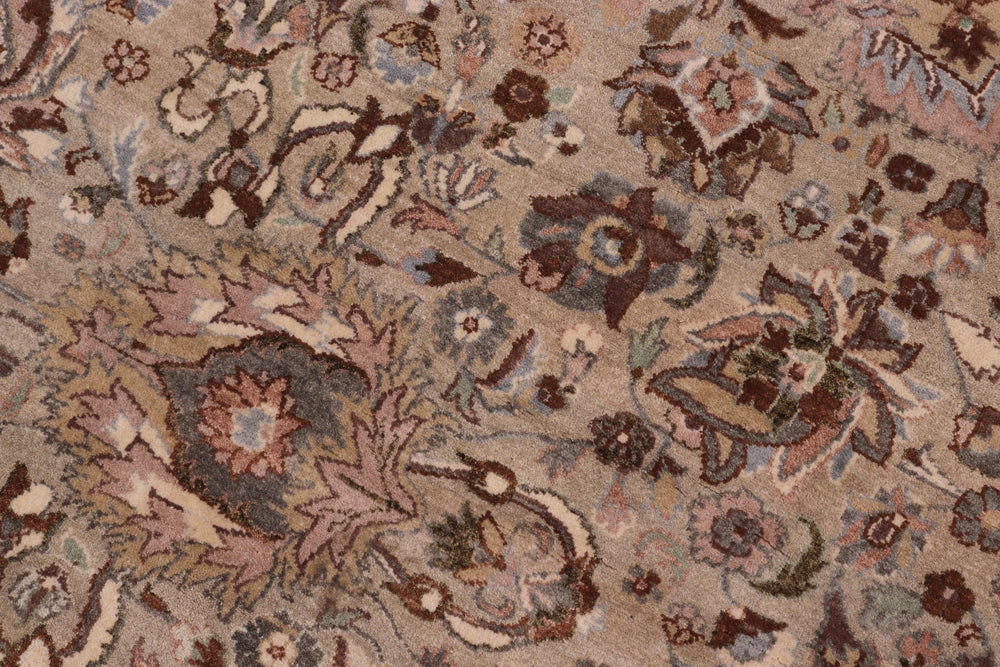 handmade Traditional Round Kashan Taupe Pink Hand Knotted ROUND 100% WOOL area rug 8' x 8'