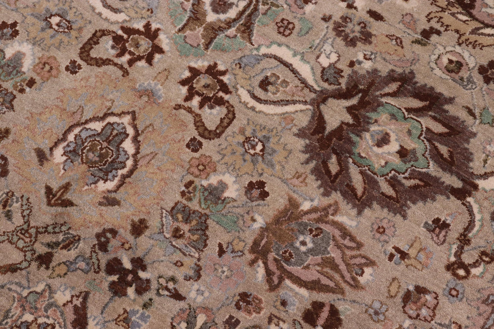 handmade Traditional Round Kashan Taupe Pink Hand Knotted ROUND 100% WOOL area rug 8' x 8'