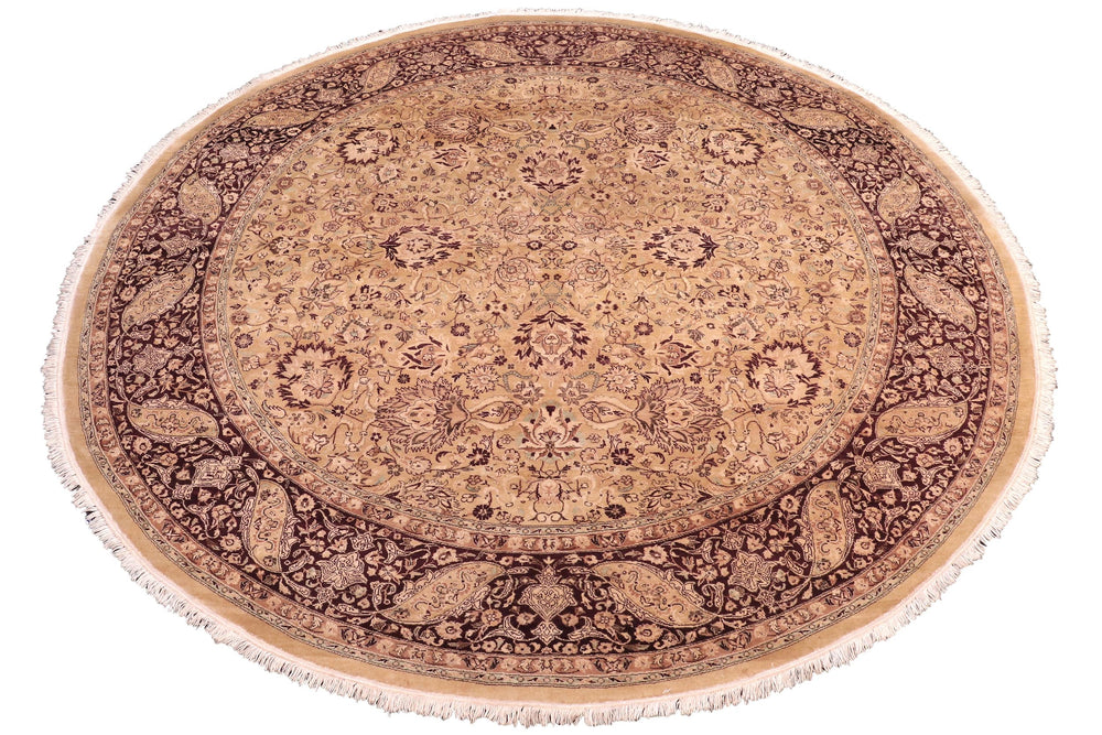 handmade Traditional Round Kashan Gold Red Hand Knotted ROUND 100% WOOL area rug 8' x 8'