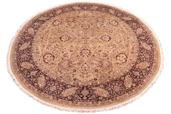handmade Traditional Round Kashan Gold Red Hand Knotted ROUND 100% WOOL area rug 8' x 8'