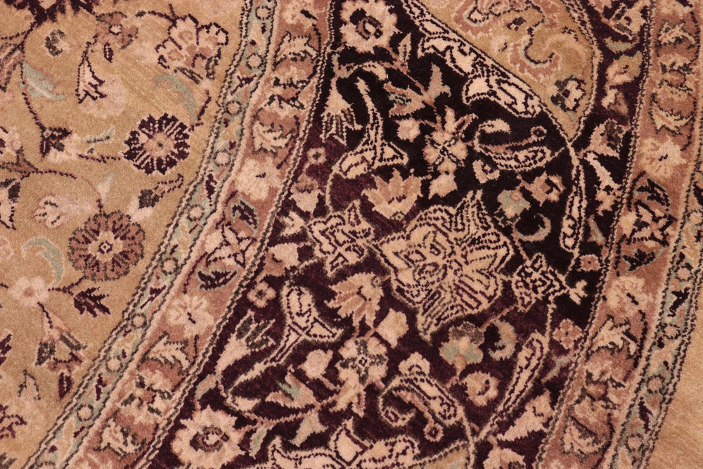 handmade Traditional Round Kashan Gold Red Hand Knotted ROUND 100% WOOL area rug 8' x 8'