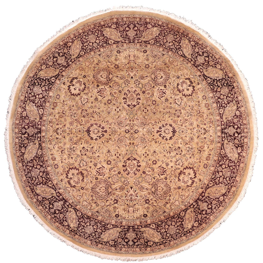 handmade Traditional Round Kashan Gold Red Hand Knotted ROUND 100% WOOL area rug 8' x 8'