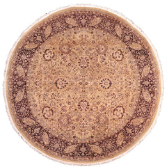 handmade Traditional Round Kashan Gold Red Hand Knotted ROUND 100% WOOL area rug 8' x 8'