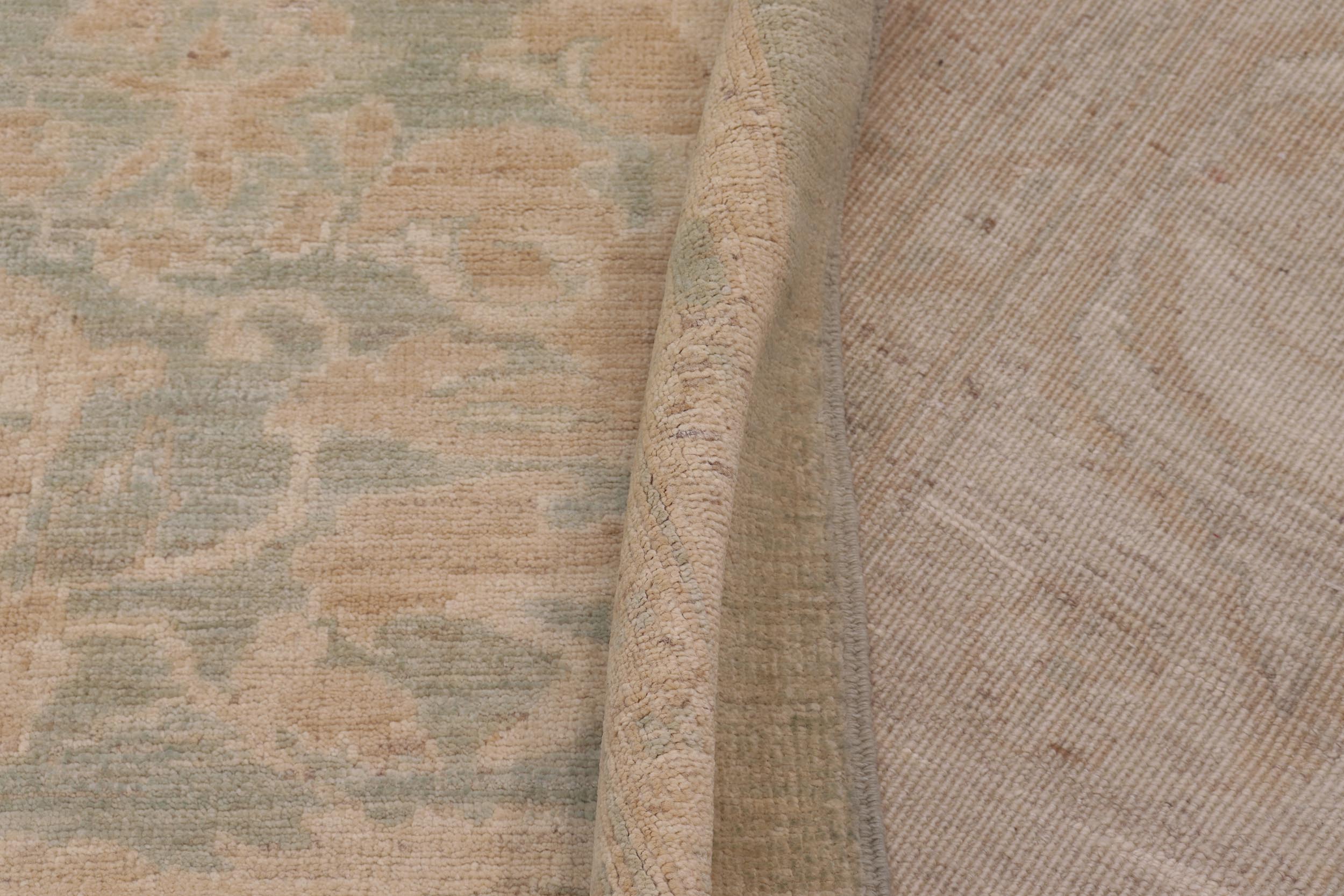 handmade Transitional Kafkaz Lt. Green Lt. Tan Hand Knotted RECTANGLE 100% WOOL area rug 12' x 18'