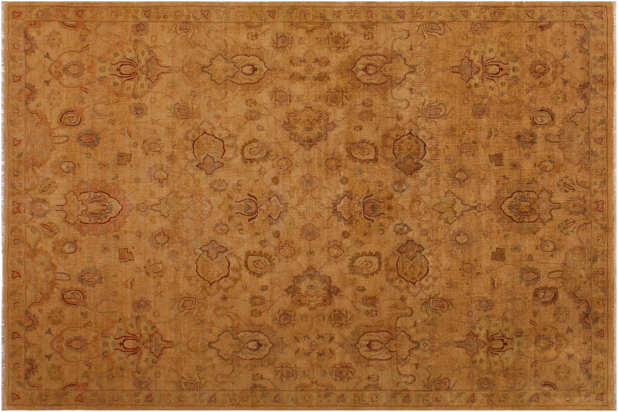 handmade Traditional  Gold Gold Hand Knotted RECTANGLE 100% WOOL area rug 9' x 12'