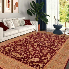 handmade Traditional Banday Red Lt. Green Hand Knotted RECTANGLE 100% WOOL area rug 12 x 17