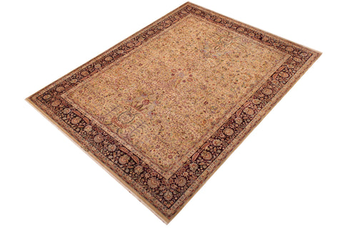 handmade Transitional Lahore Gold Aubergine Hand Knotted RECTANGLE 100% WOOL area rug 9x12