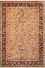 Traditional Lahore Alycia Gold Aubergine Hand Knotted Area rugs 9 x 12