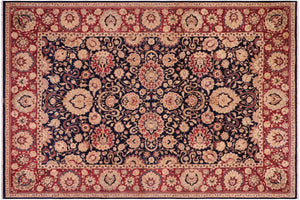 10x14 hand knotted Vegetable Dyed wool rug in blue and red - Agra Tommy