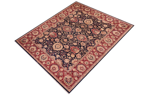 handmade Transitional Agra Blue Red Hand Knotted RECTANGLE 100% WOOL area rug 10x14