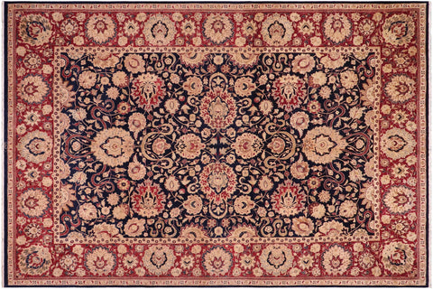 handmade Transitional Agra Blue Red Hand Knotted RECTANGLE 100% WOOL area rug 10x14