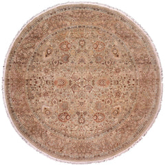 handmade Traditional Round Kashan Taupe Tan Hand Knotted ROUND 100% WOOL area rug 10' x 10'