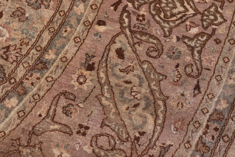 handmade Traditional Round Kashan Taupe Tan Hand Knotted ROUND 100% WOOL area rug 10' x 10'