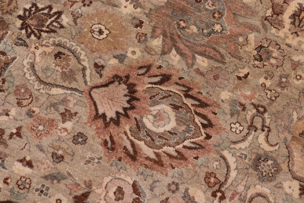 handmade Traditional Round Kashan Taupe Tan Hand Knotted ROUND 100% WOOL area rug 10' x 10'
