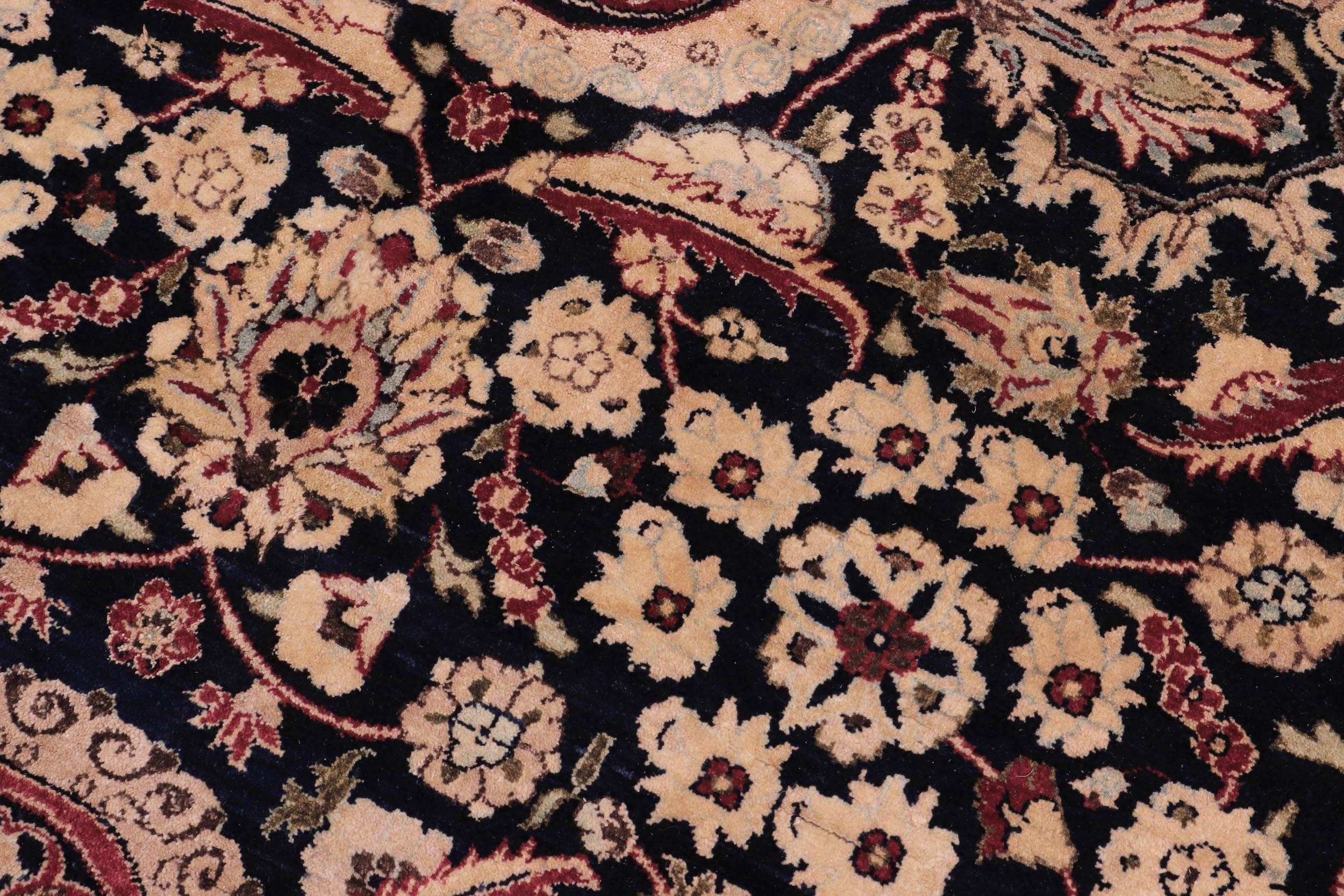 handmade Traditional Round Agra Tabriz Blue Tan Hand Knotted ROUND 100% WOOL area rug 8' x 8'