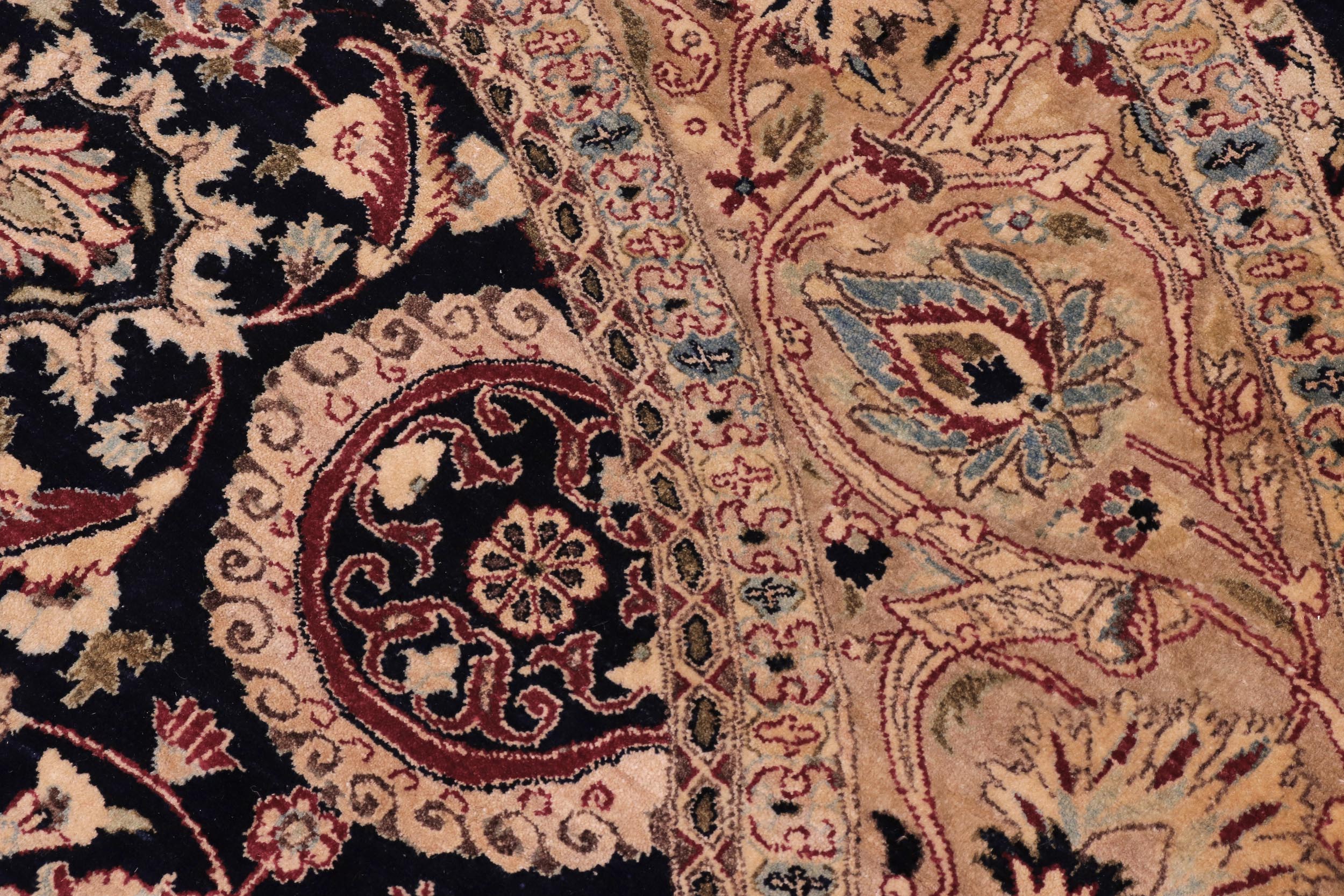handmade Traditional Round Agra Tabriz Blue Tan Hand Knotted ROUND 100% WOOL area rug 8' x 8'