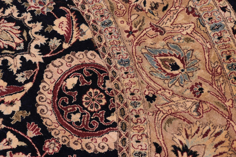 handmade Traditional Round Agra Tabriz Blue Tan Hand Knotted ROUND 100% WOOL area rug 8' x 8'