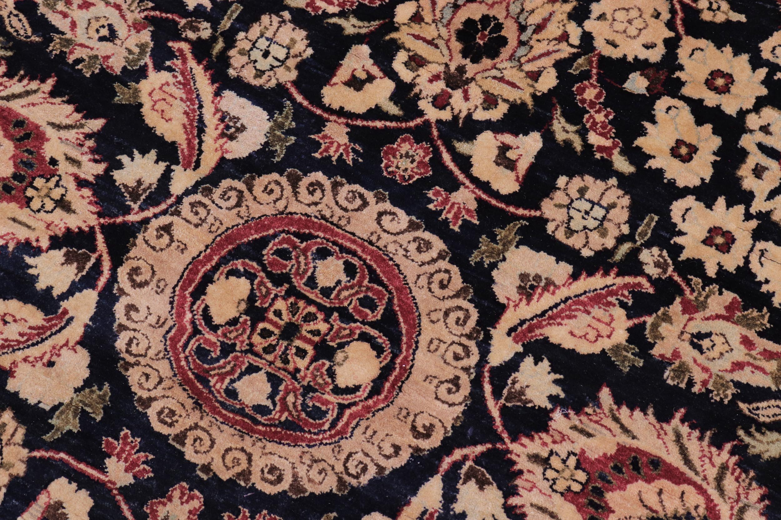 handmade Traditional Round Agra Tabriz Blue Tan Hand Knotted ROUND 100% WOOL area rug 8' x 8'