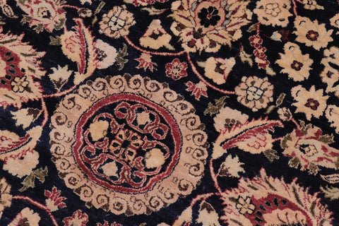 handmade Traditional Round Agra Tabriz Blue Tan Hand Knotted ROUND 100% WOOL area rug 8' x 8'