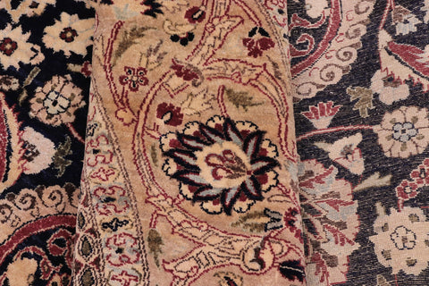 handmade Traditional Round Agra Tabriz Blue Tan Hand Knotted ROUND 100% WOOL area rug 8' x 8'