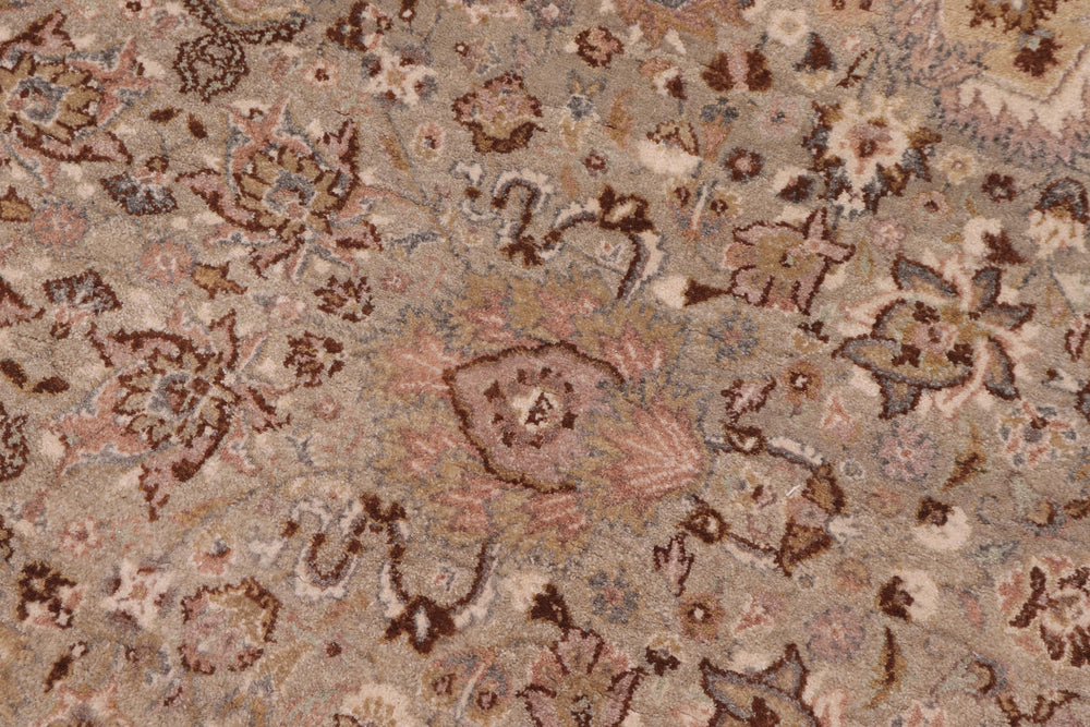 handmade Traditional Round Kashan Green Brown Hand Knotted ROUND 100% WOOL area rug 6' x 6'