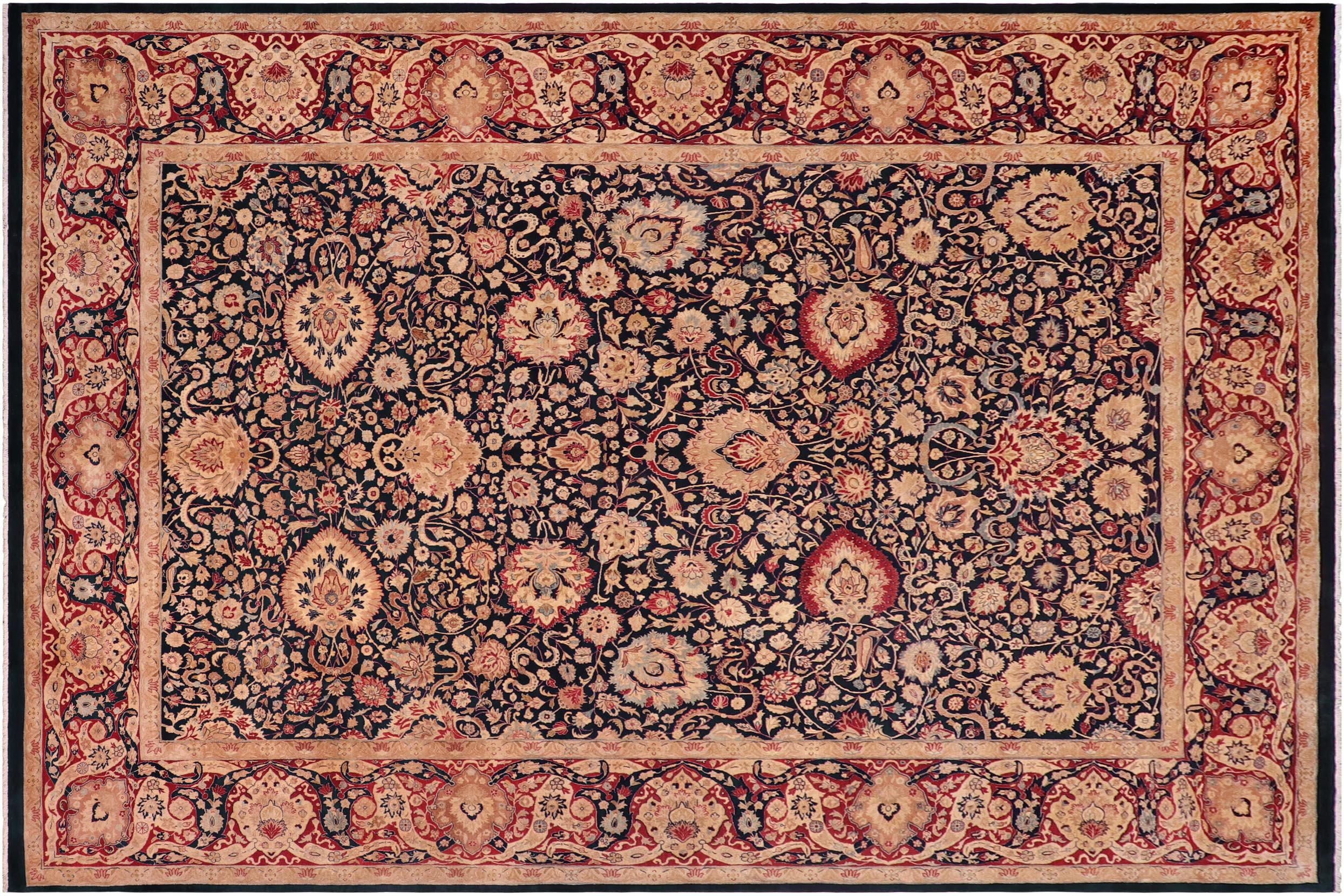 handmade Transitional Anmol Agra Blue Red Hand Knotted RECTANGLE 100% WOOL area rug 10x14