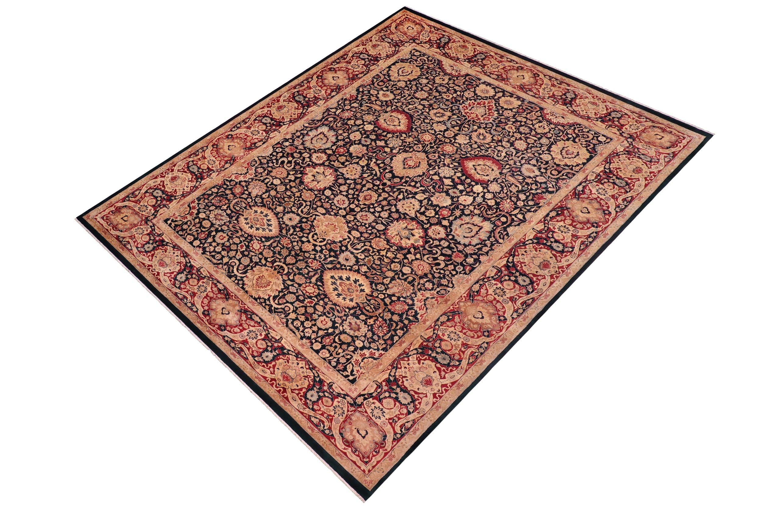 handmade Transitional Anmol Agra Blue Red Hand Knotted RECTANGLE 100% WOOL area rug 10x14