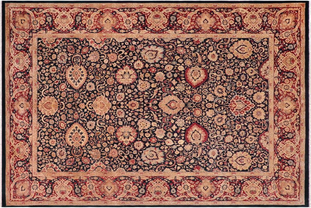 handmade Transitional Anmol Agra Blue Red Hand Knotted RECTANGLE 100% WOOL area rug 10x14