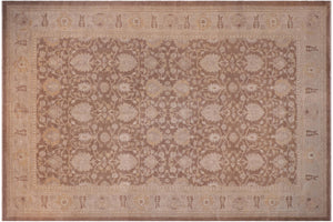12x18 hand knotted transitional wool rug in brown and tan - Boho Chic Audry
