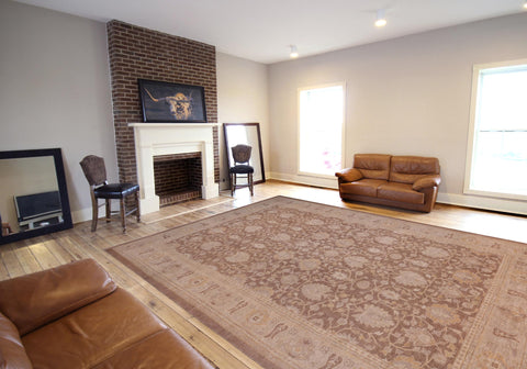 handmade Transitional Kafkaz Brown Tan Hand Knotted RECTANGLE 100% WOOL area rug 12' x 18'