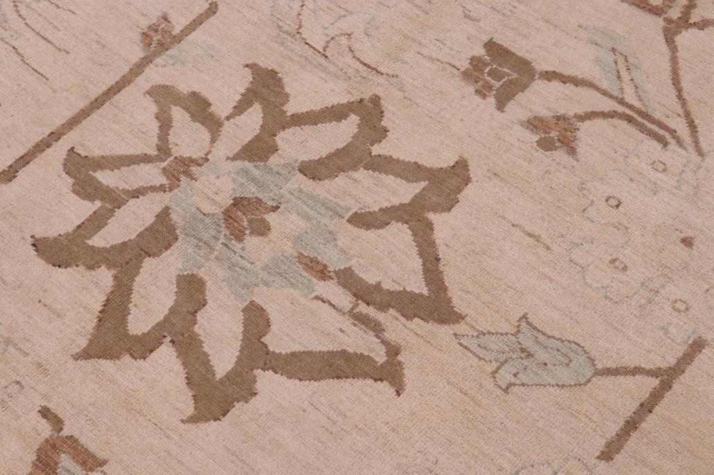 handmade Traditional Lahore Lt. Tan Lt. Green Hand Knotted RECTANGLE 100% WOOL area rug ODD