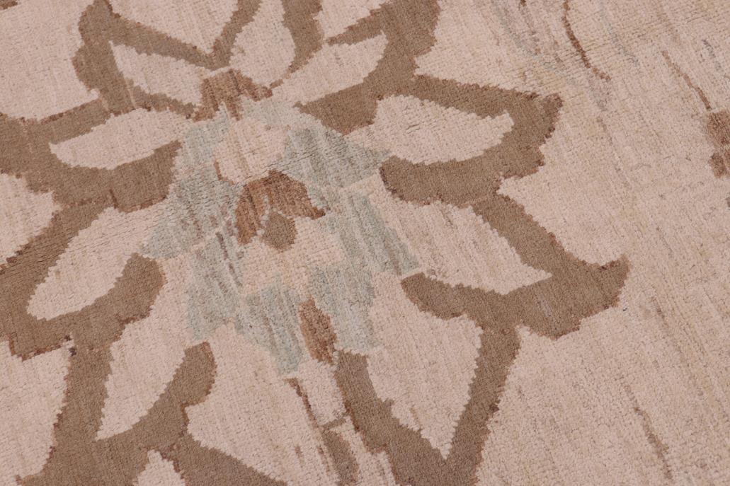 handmade Traditional Lahore Lt. Tan Lt. Green Hand Knotted RECTANGLE 100% WOOL area rug ODD