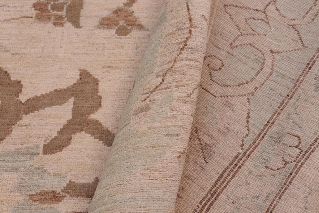 handmade Traditional Lahore Lt. Tan Lt. Green Hand Knotted RECTANGLE 100% WOOL area rug ODD