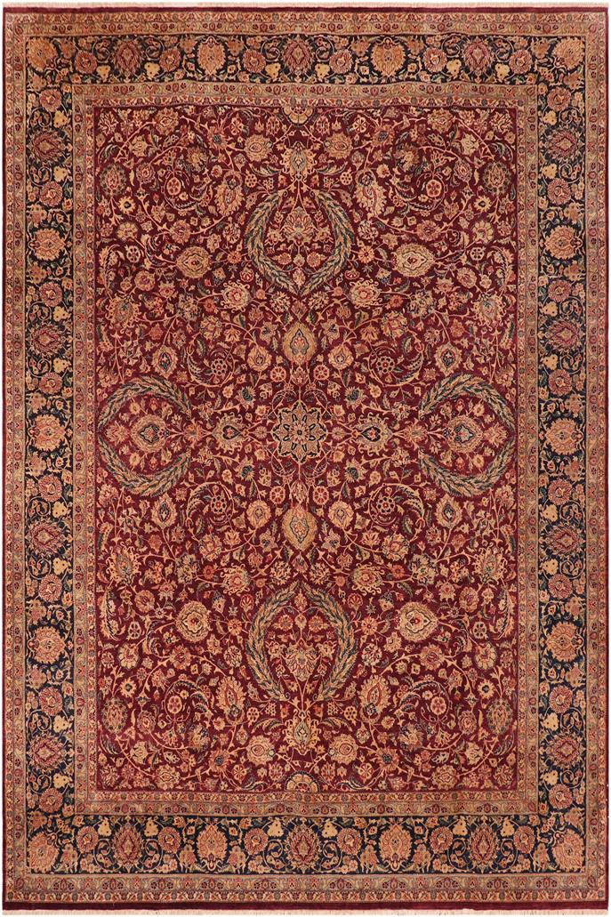 Traditional Dabir Vita Maroon Blue Hand Knotted Area rugs 10 x 14